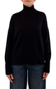 Initial - Maglia collo alto spacco - Nero