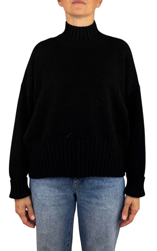 Initial - Maglia collo vulcano - Nero
