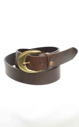 Susan Di - Cintura in pelle fibbia oro - Moro