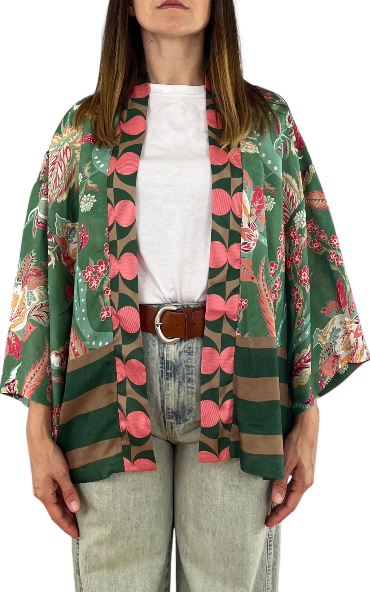Wu'Side - Kimono corto sfoderato - Verde/Fuxia