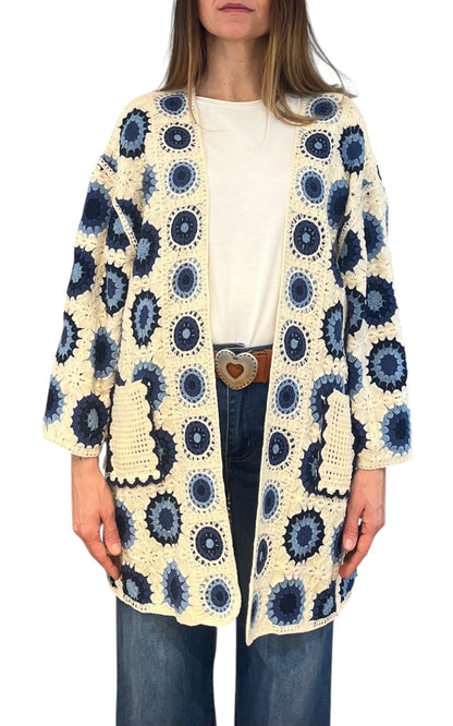Off-On - Cardigan macramè - Blu
