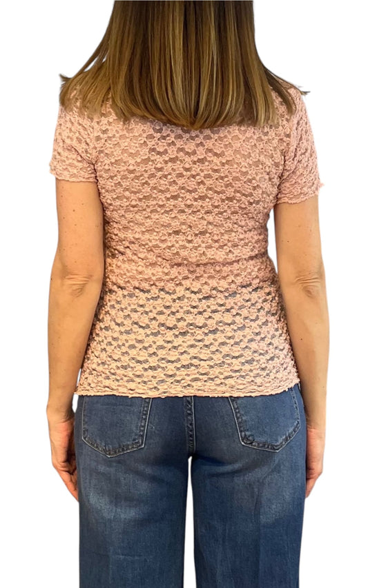 Off-on -T-shirt pizzo - Rosa
