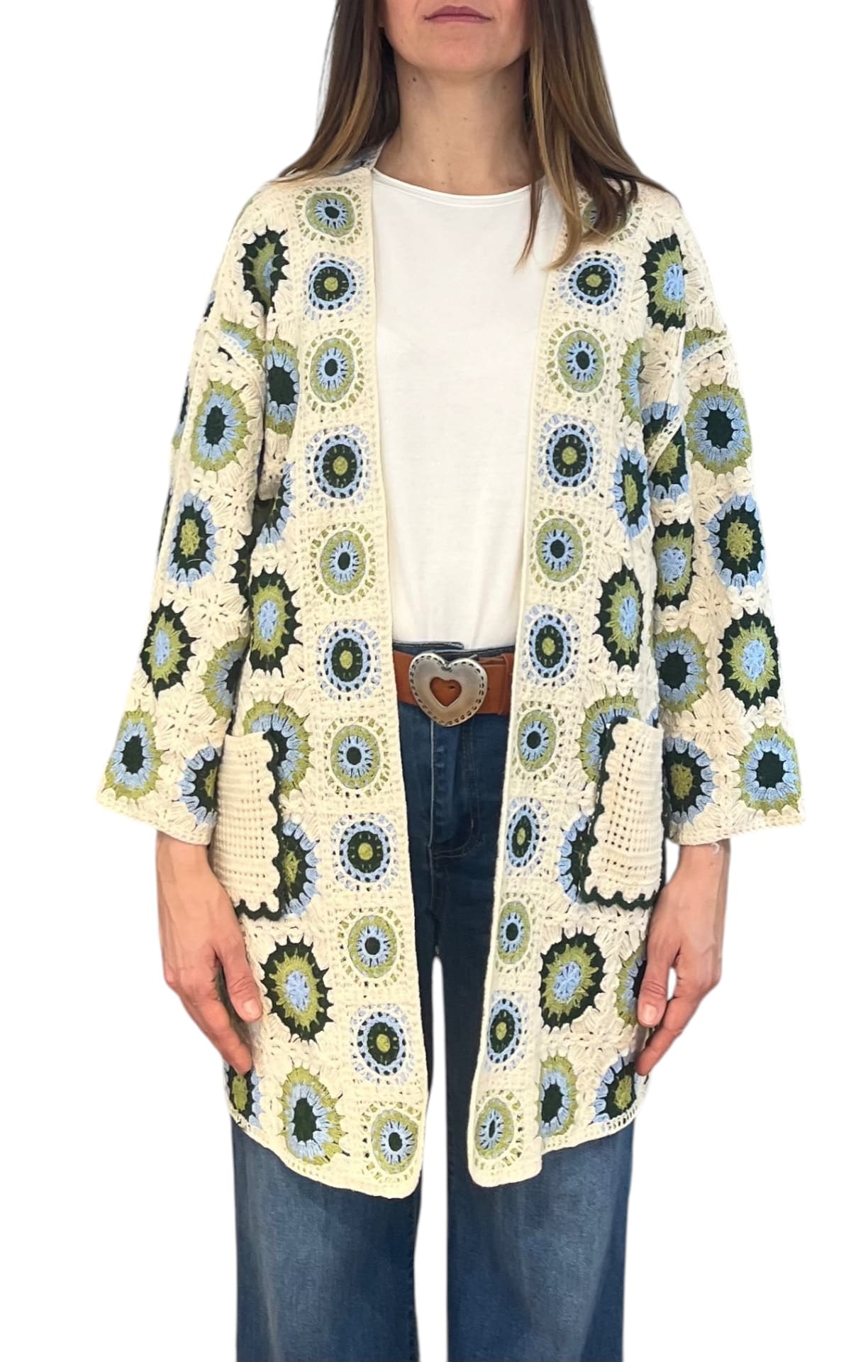 Off-On - Cardigan macramè - Verde