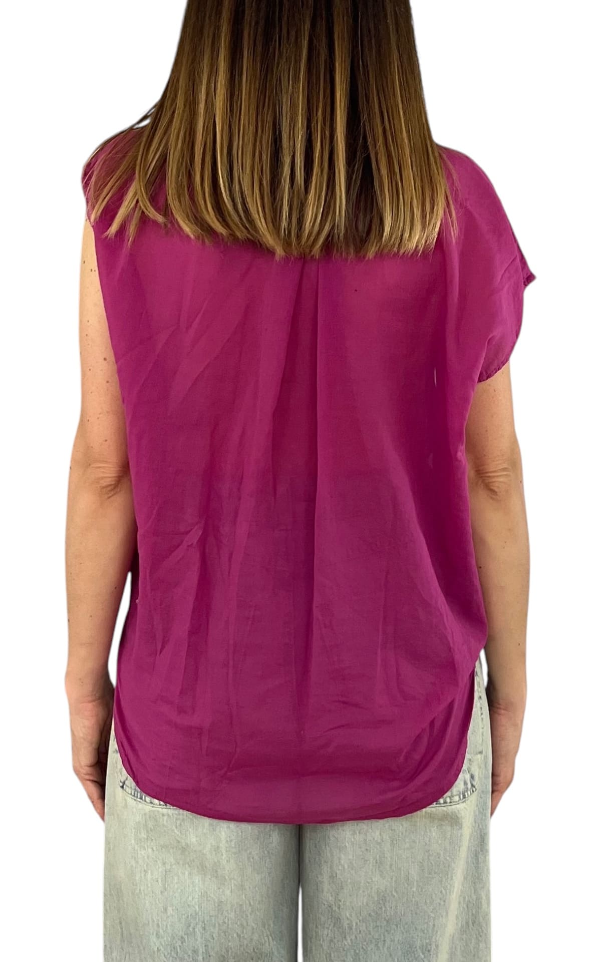 Off-On - Camicia mussola smanicata - Ciclamino