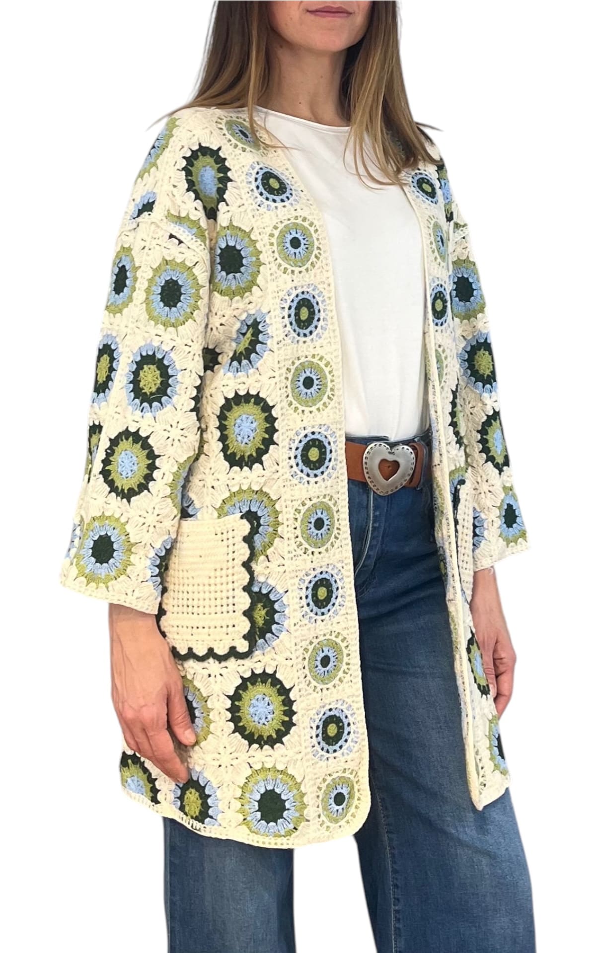 Off-On - Cardigan macramè - Verde