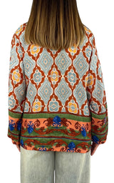 Wu'Side - Kimono corto sfoderato - Arancio/Celeste
