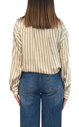 Off-on - Camicia a righe - Burro/Salvia