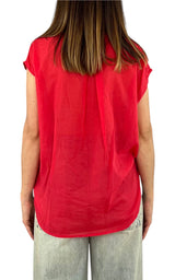 Off-On - Camicia mussola smanicata - Rosso