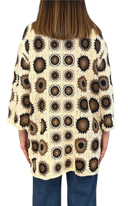 Off-On - Cardigan macramè - Testa di moro