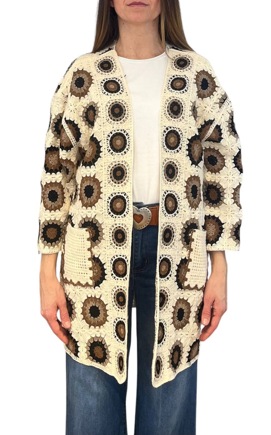 Off-On - Cardigan macramè - Testa di moro