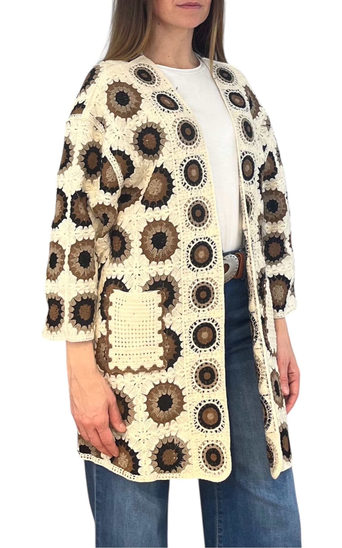 Off-On - Cardigan macramè - Testa di moro
