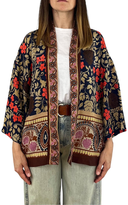 Wu'Side - Kimono corto sfoderato - Blu/Rosso