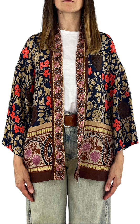 Wu'Side - Kimono corto sfoderato - Blu/Rosso