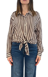 Off-on - Camicia a righe - Burro/Moro