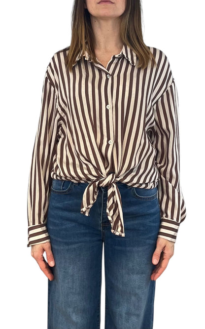 Off-on - Camicia a righe - Burro/Moro
