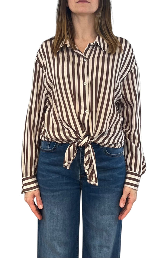 Off-on - Camicia a righe - Burro/Moro