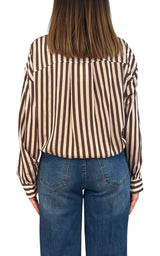 Off-on - Camicia a righe - Burro/Moro