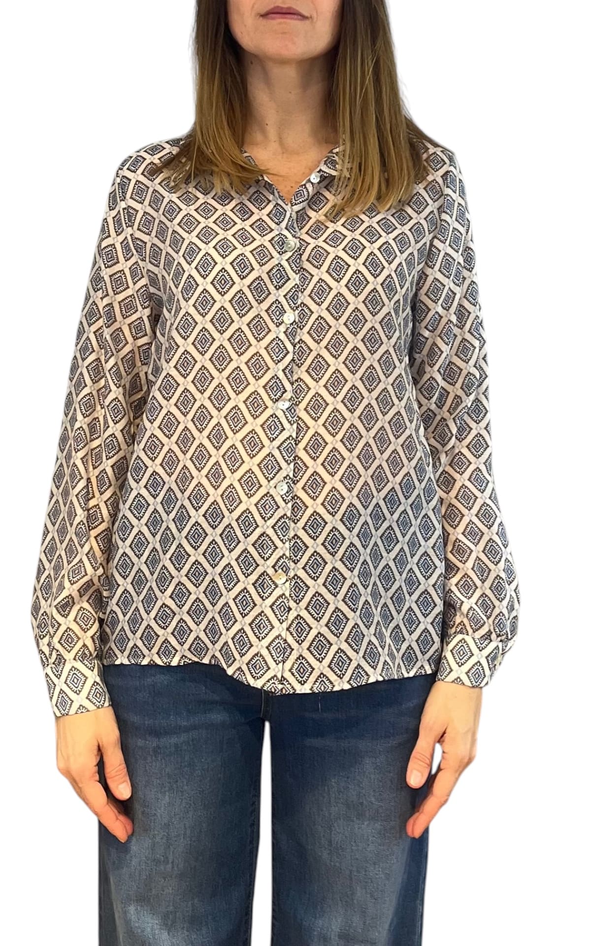 Initial - Camicia stampa cravatta - Celeste