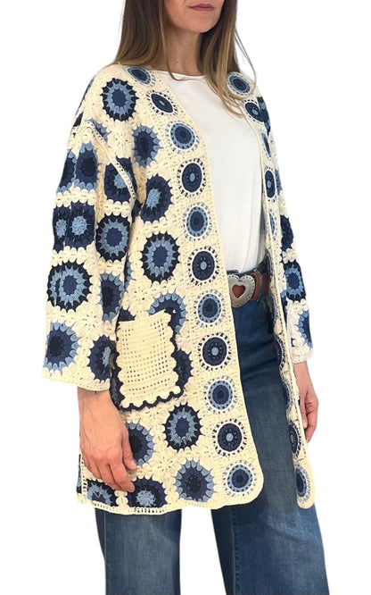 Off-On - Cardigan macramè - Blu