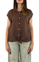 Off-On - Camicia mussola smanicata - Moro
