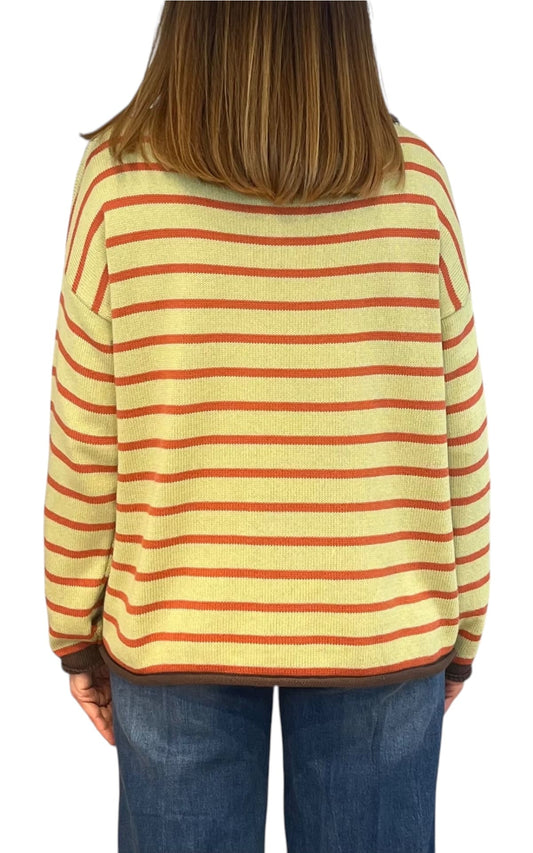 Off-on - Maglia a righe - Verde pistacchio