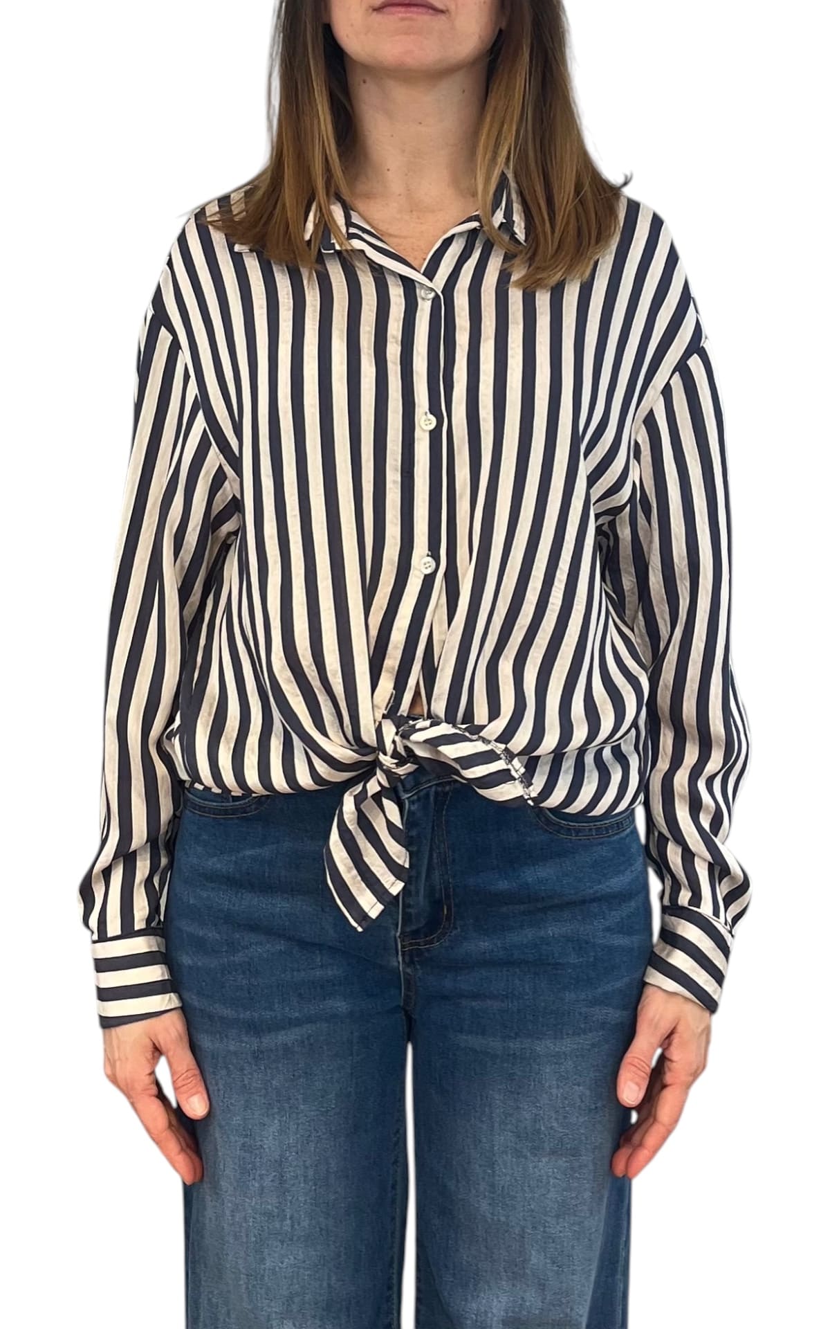 Off-on - Camicia a righe - Burro/Blu
