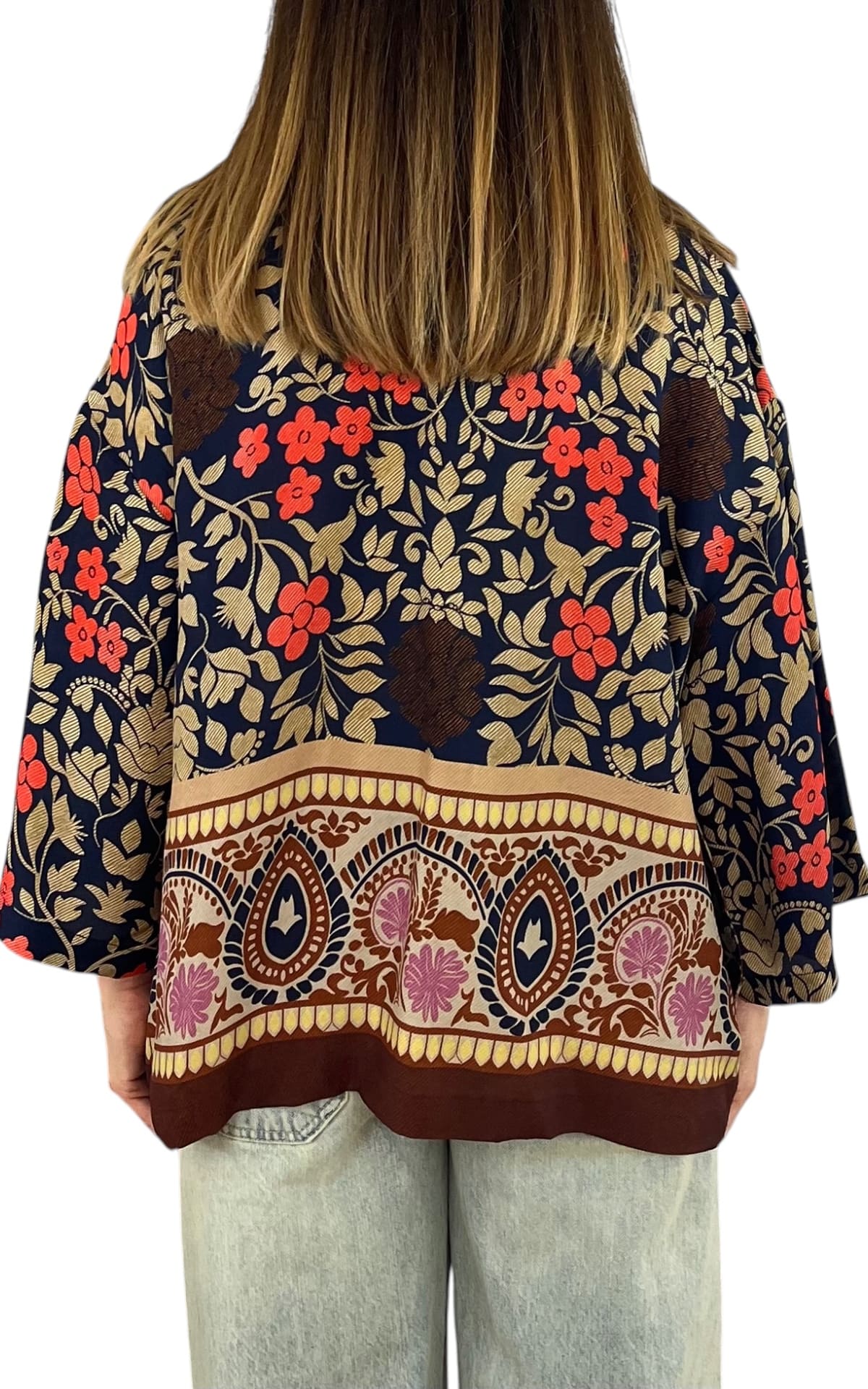 Wu'Side - Kimono corto sfoderato - Blu/Rosso