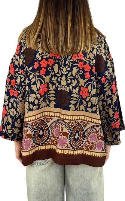 Wu'Side - Kimono corto sfoderato - Blu/Rosso