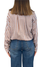 Off-on - Camicia a righe - Camel/Celeste