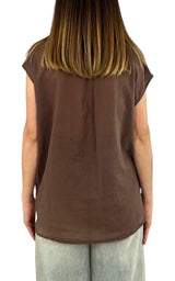 Off-On - Camicia mussola smanicata - Moro