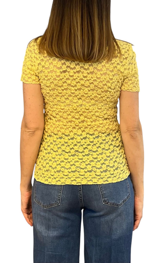 Off-on -T-shirt pizzo - Giallo