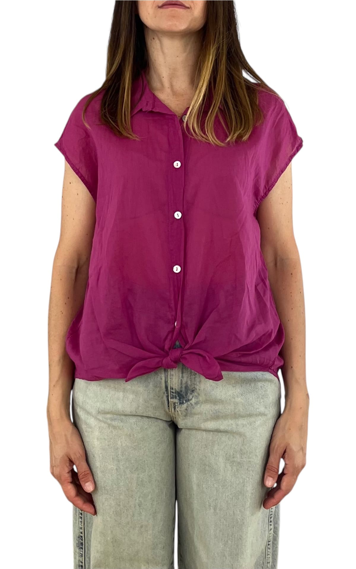 Off-On - Camicia mussola smanicata - Ciclamino