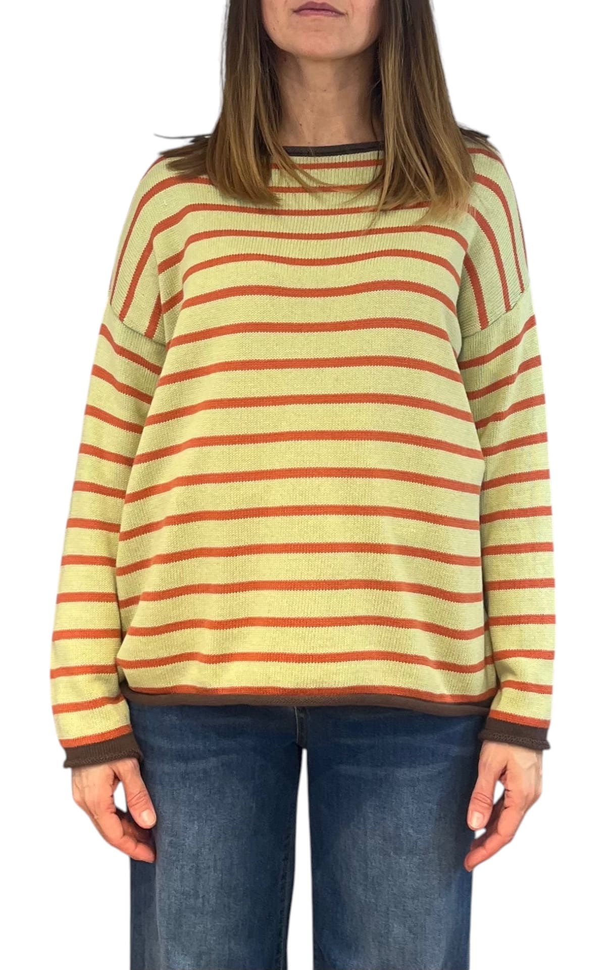 Off-on - Maglia a righe - Verde pistacchio