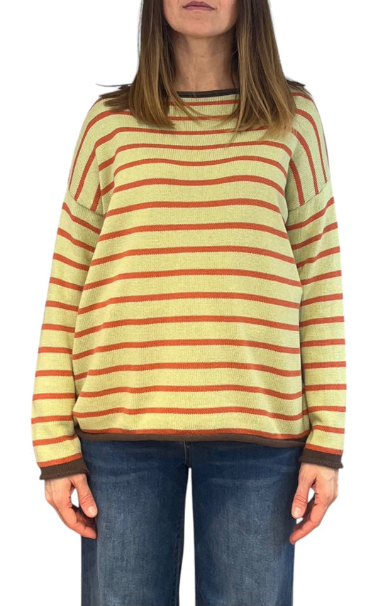 Off-on - Maglia a righe - Verde pistacchio