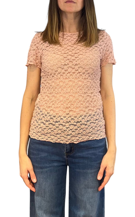 Off-on -T-shirt pizzo - Rosa