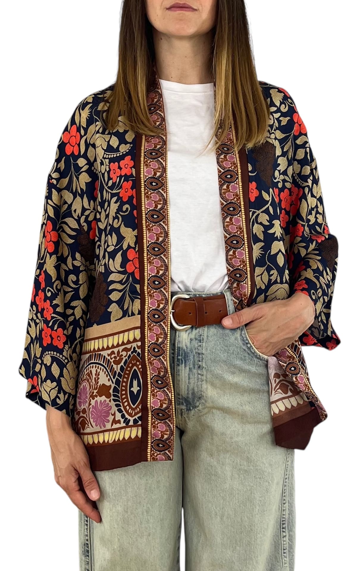 Wu'Side - Kimono corto sfoderato - Blu/Rosso