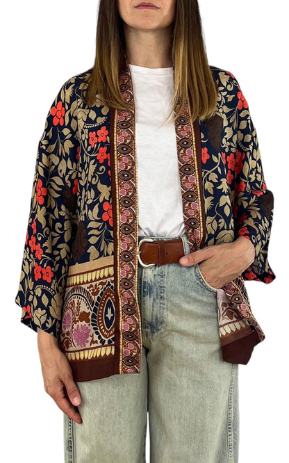 Wu'Side - Kimono corto sfoderato - Blu/Rosso
