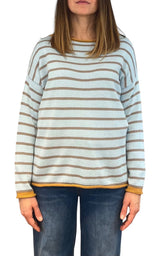 Off-on - Maglia a righe - Celeste