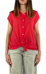 Off-On - Camicia mussola smanicata - Rosso