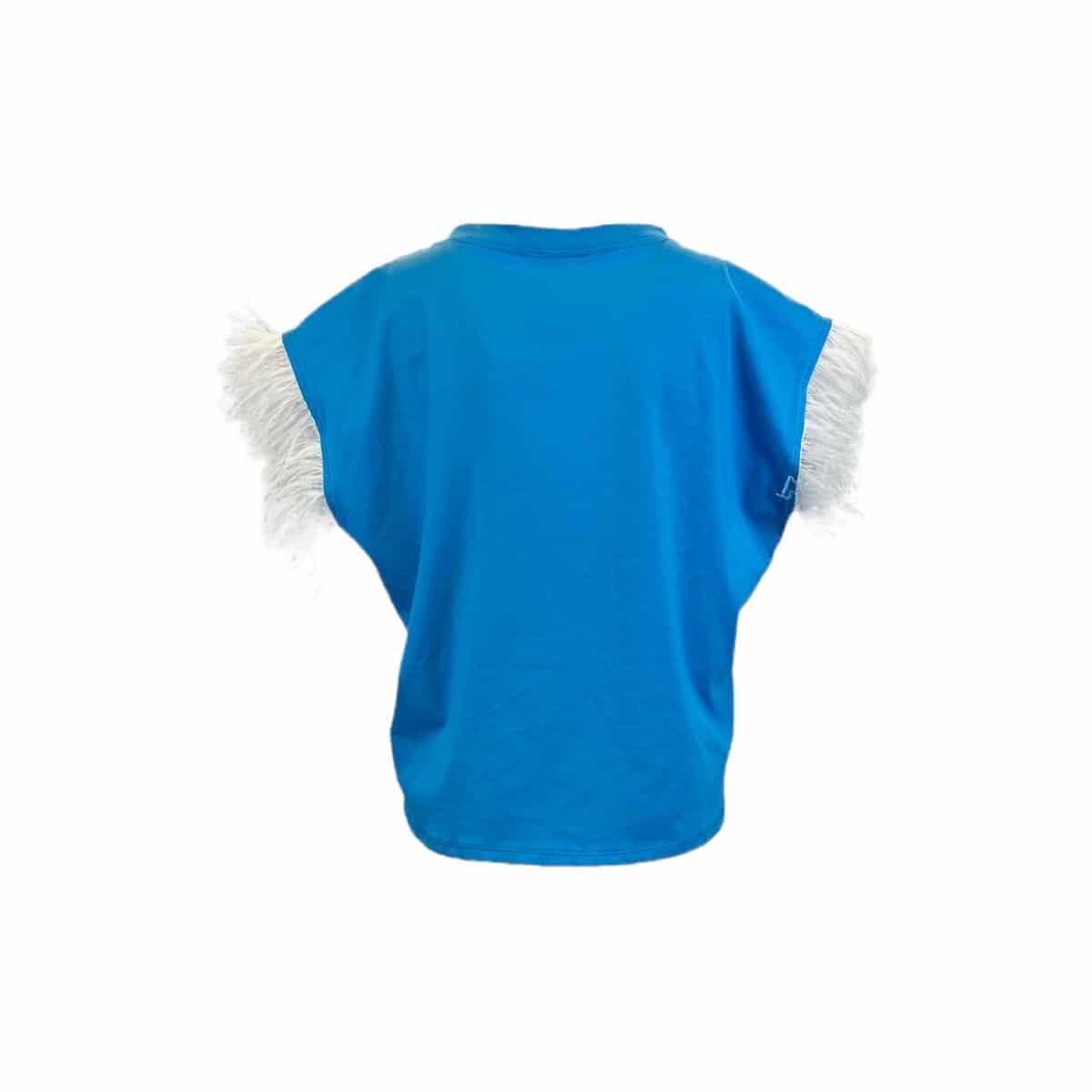 T-shirt azzurra piume Off-on