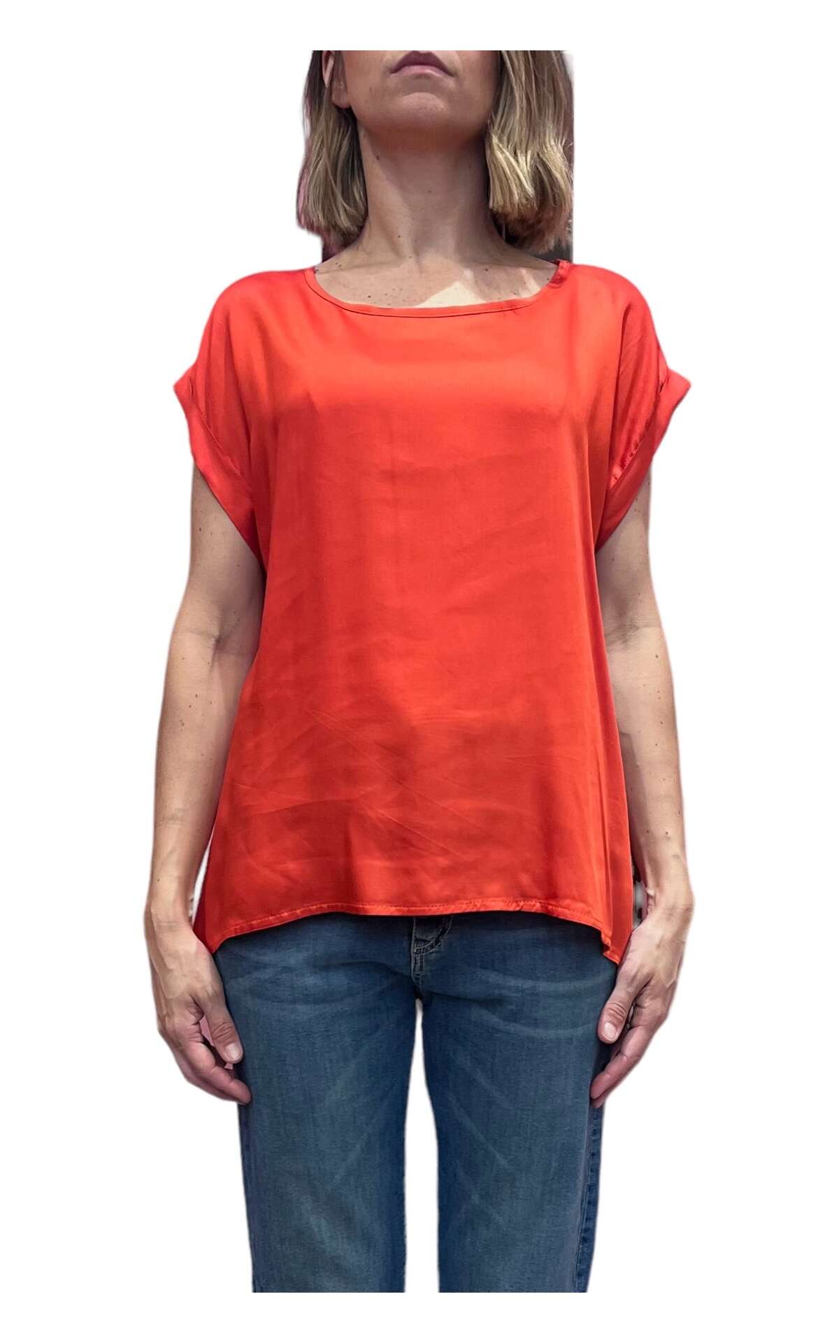 Blusa in viscosa arancio Susan Di