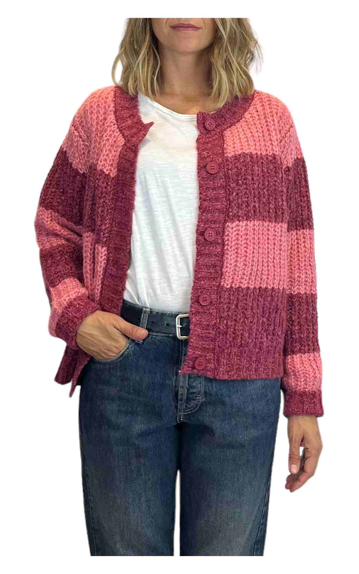 Compania Fantastica – cardigan bicolore – rosa/fragola