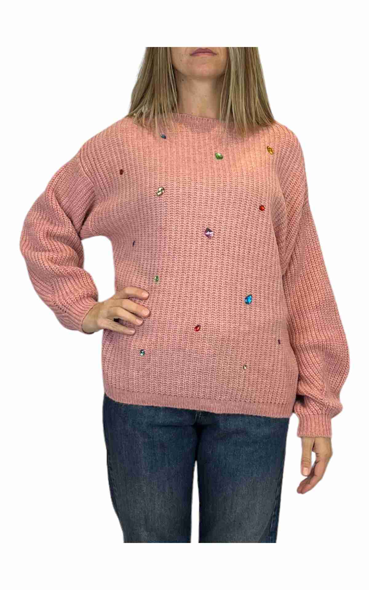 Off-On - Maglia con pietre - rosa