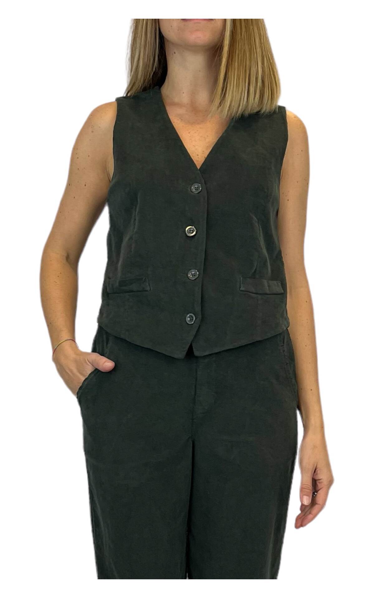 Off- On - gilet in velluto - verde