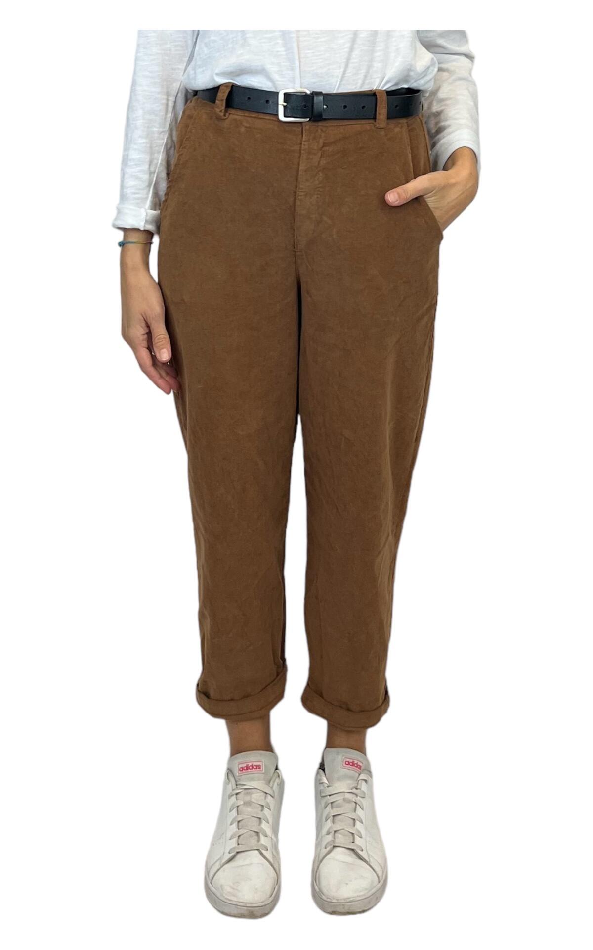 Off- On - Pantalone boyfriend velluto - camel