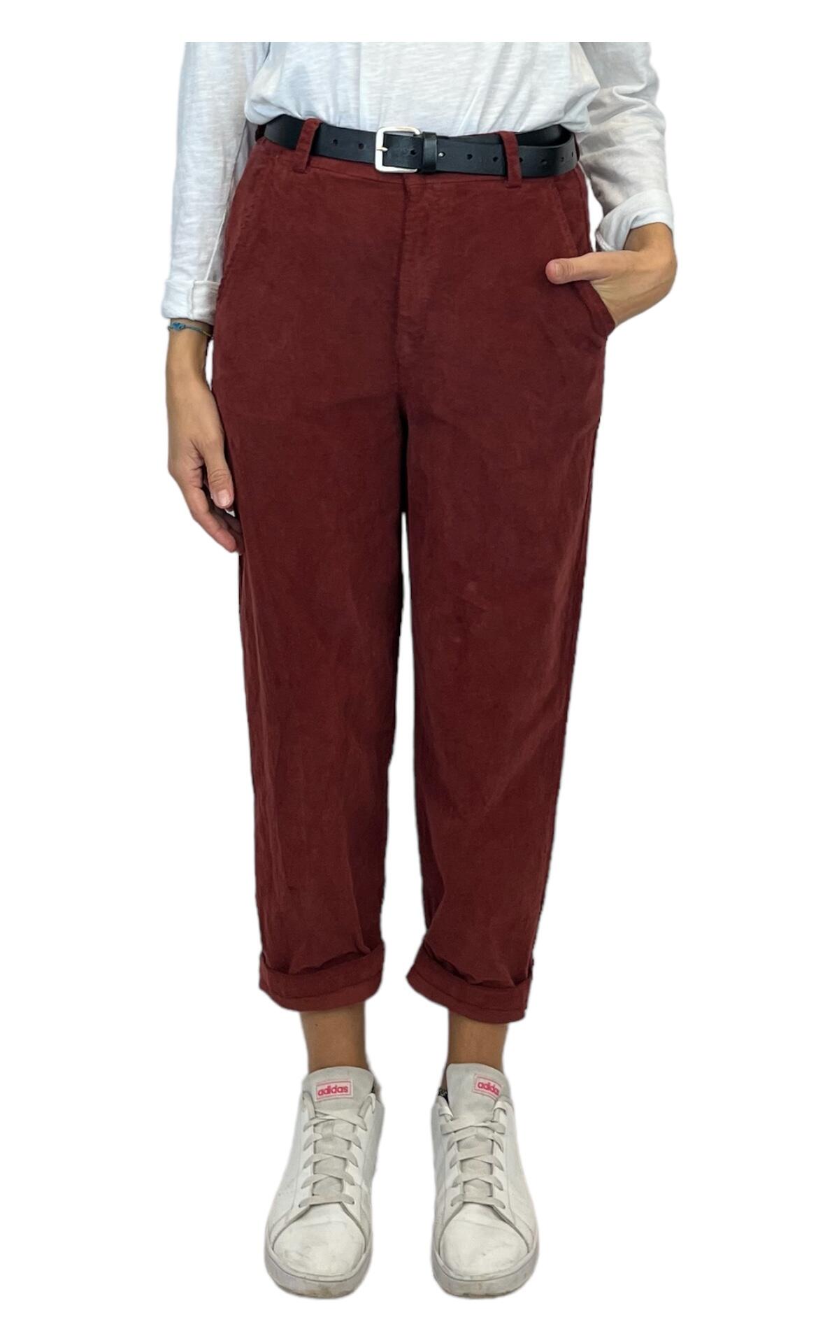 Off- On - Pantalone boyfriend velluto - Bordeaux