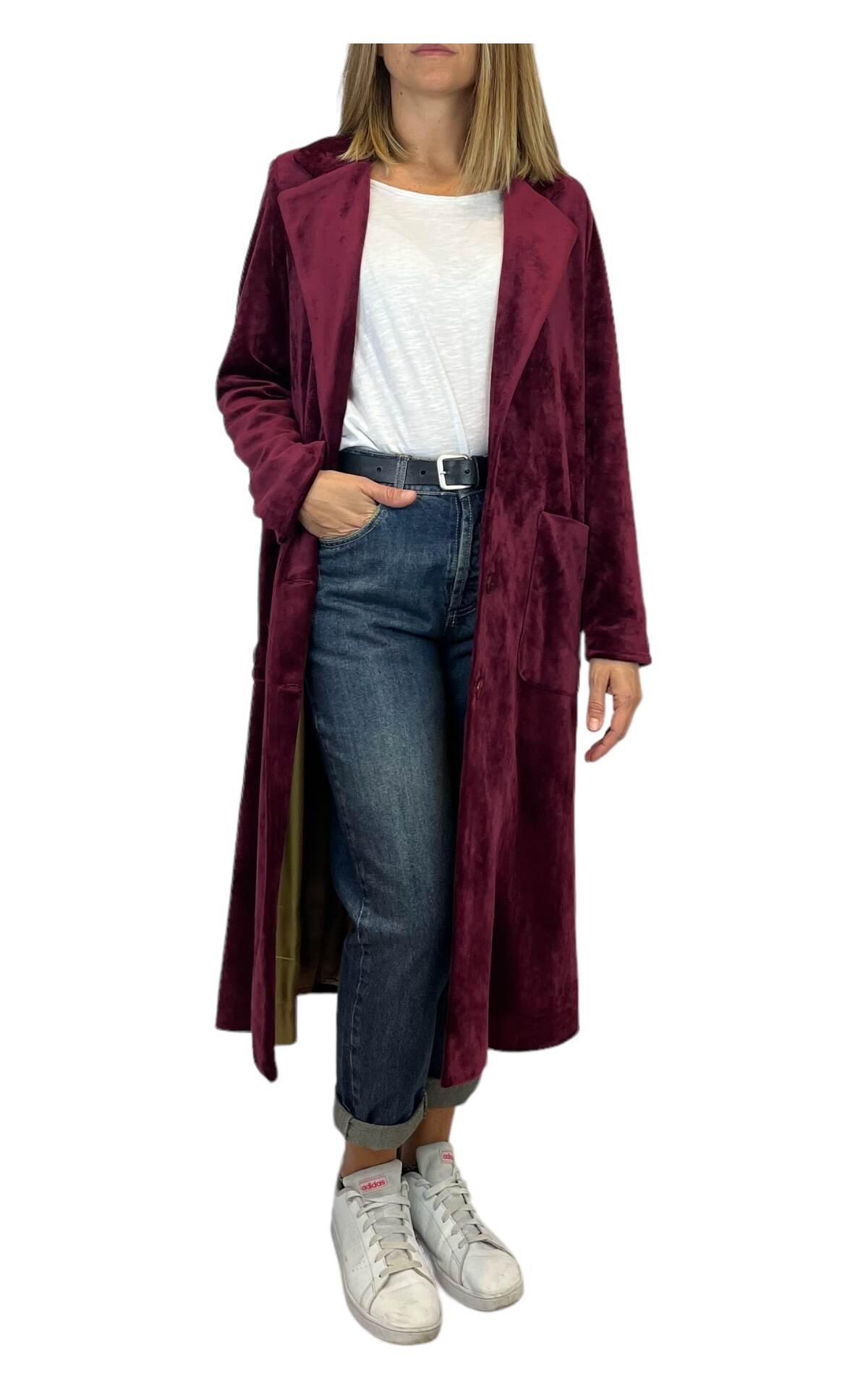 Susan Di - Cappotto in ciniglia opaca - bordeaux