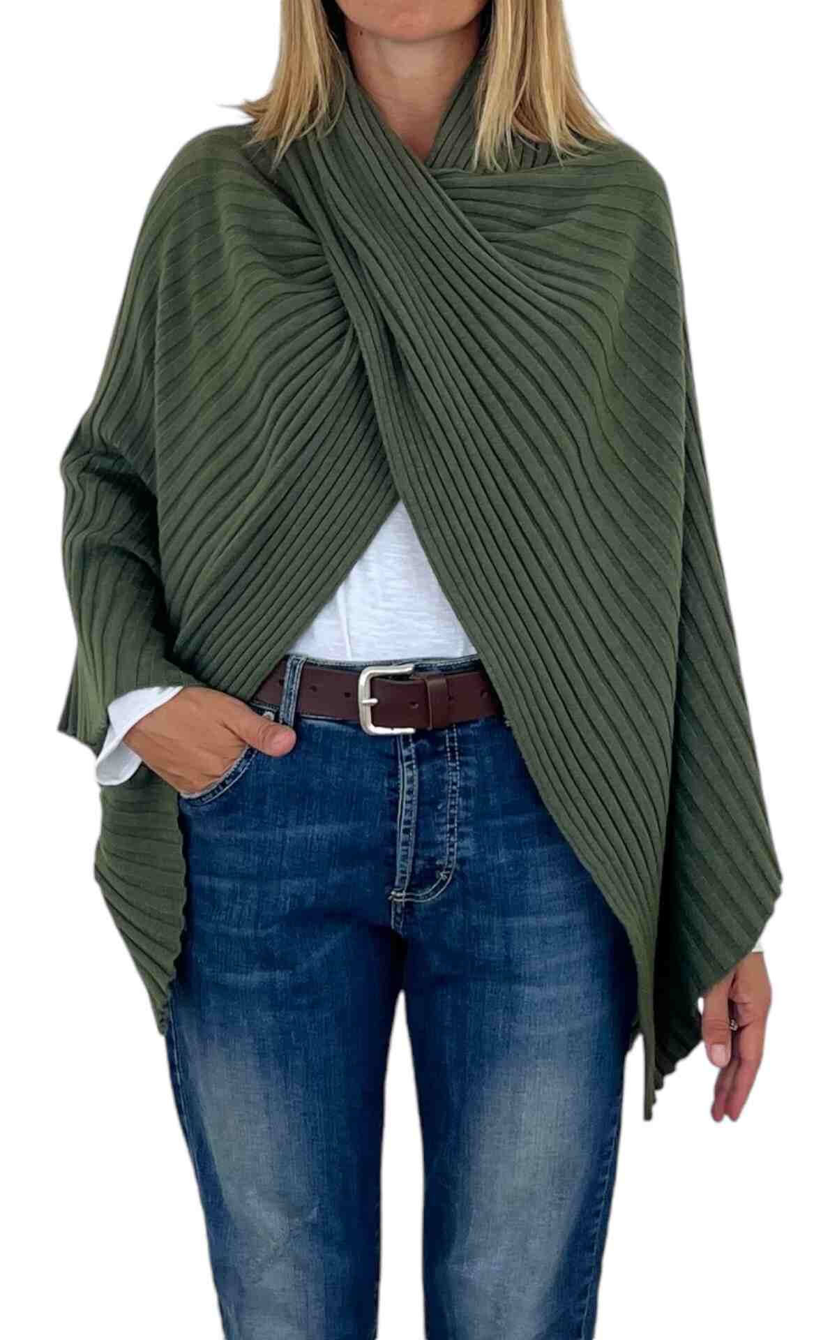 Initial - Poncho a coste - verde