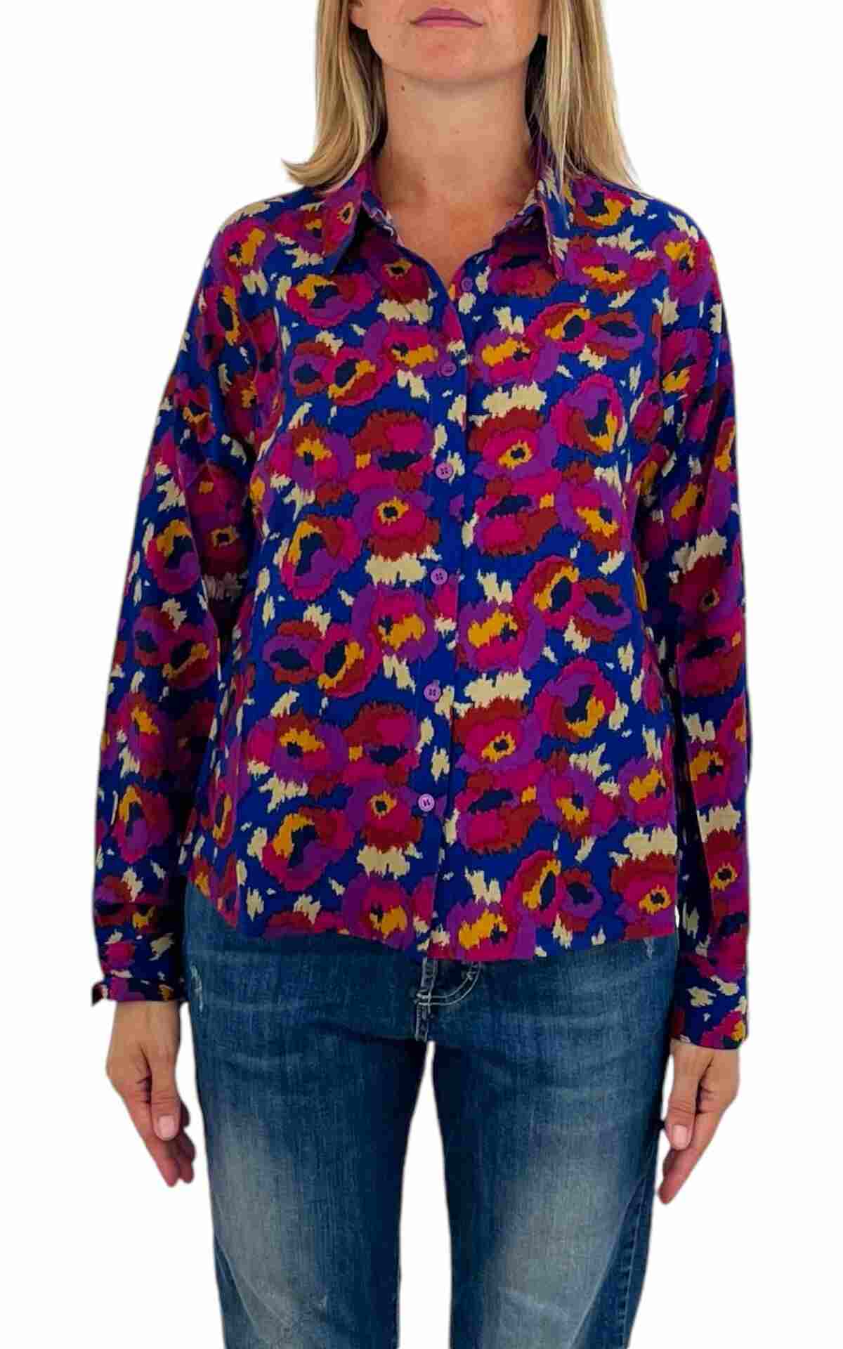 Compañía Fantástica - Camicia floreale - blu/fuxia