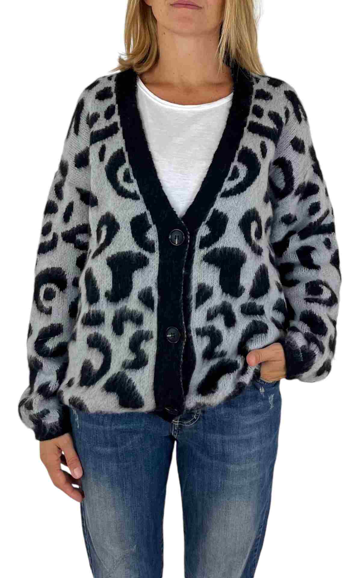 Off-on - cardigan maculato corto - nero